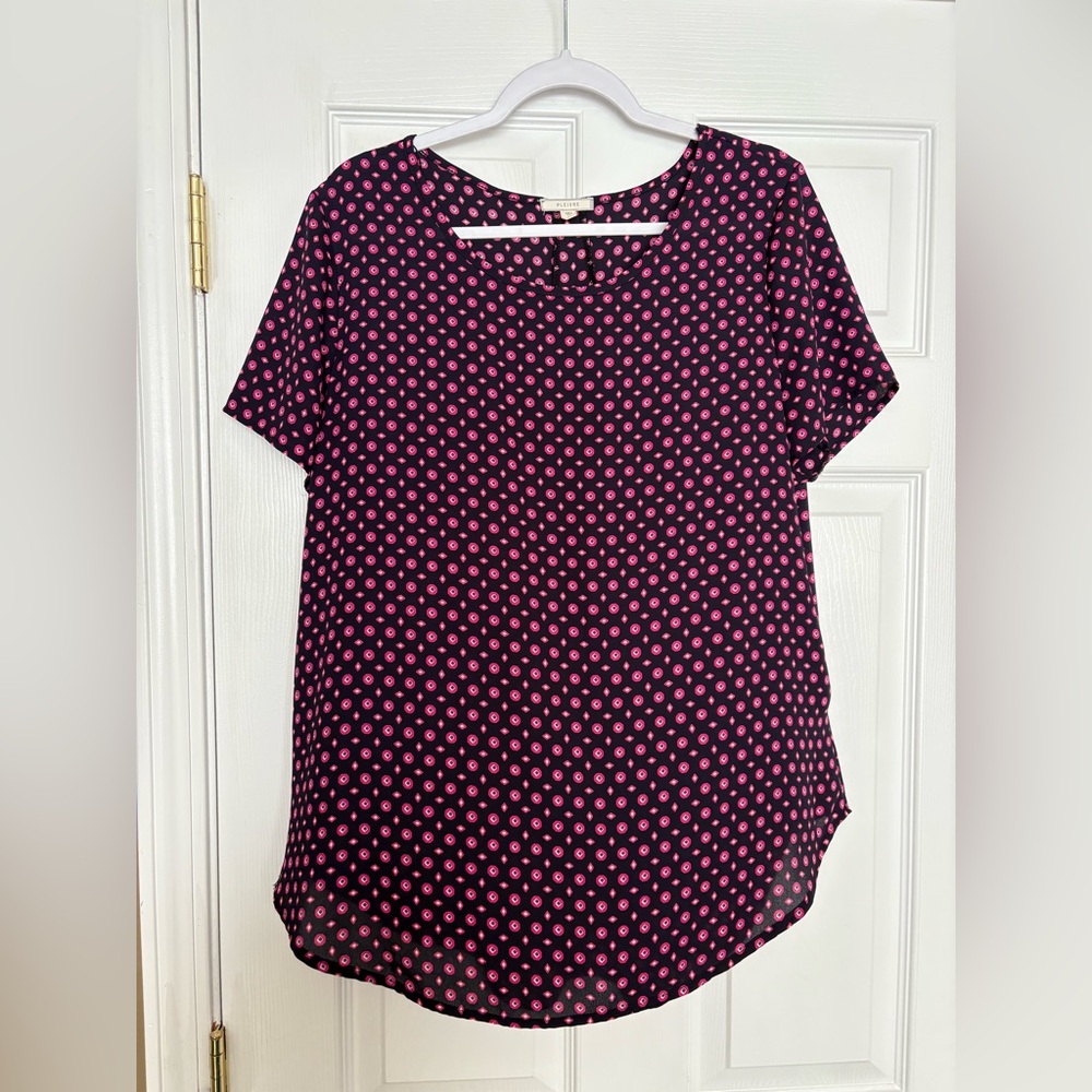 Pleione Polka Dot Women's Top - Pink and Navy blue